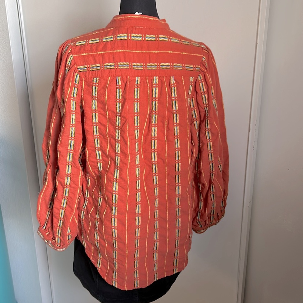 Anthropologie’s Pilcro The Bella Femme Button Down Bat Wing Embroidered Blouse - Picture 8 of 9